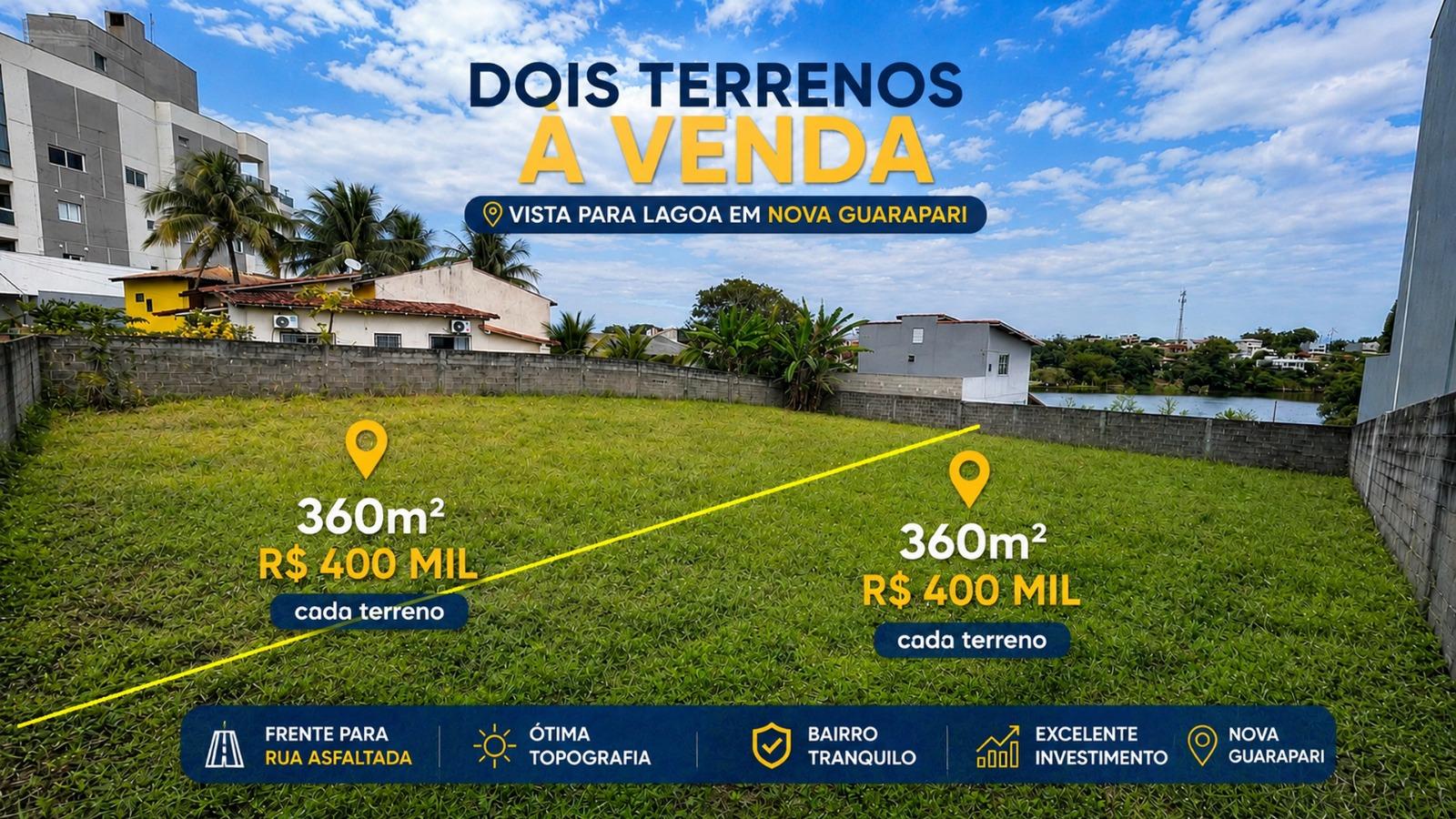 Terreno à Venda em Nova Guarapari/ES | 360m² | Vista para a Lagoa