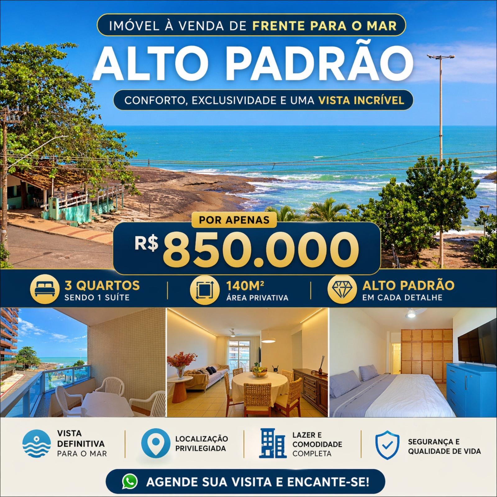 Apartamento de 3 quartos com vista para o mar na Praia das Virtudes Centro de Guarapari/ES