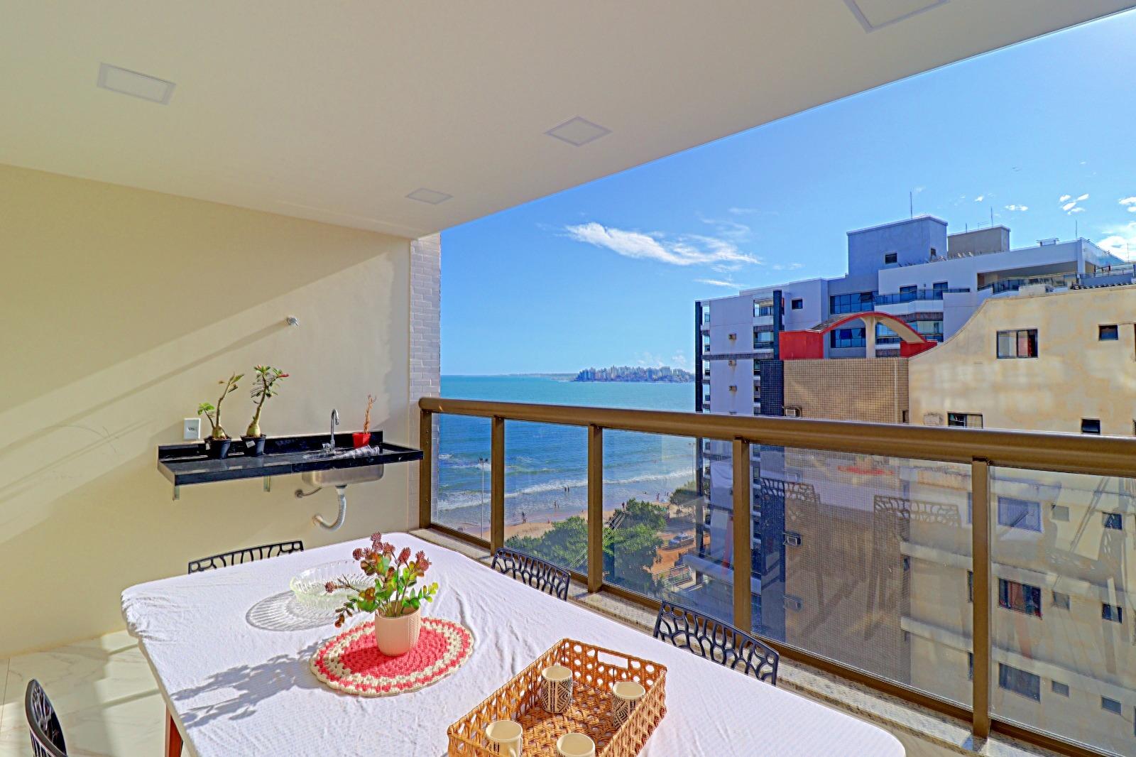 Apartamento de 2 suítes com vista privilegiada para o mar, edificio novo com lazer na cobertura na Praia do Morro em Guarapari - ES